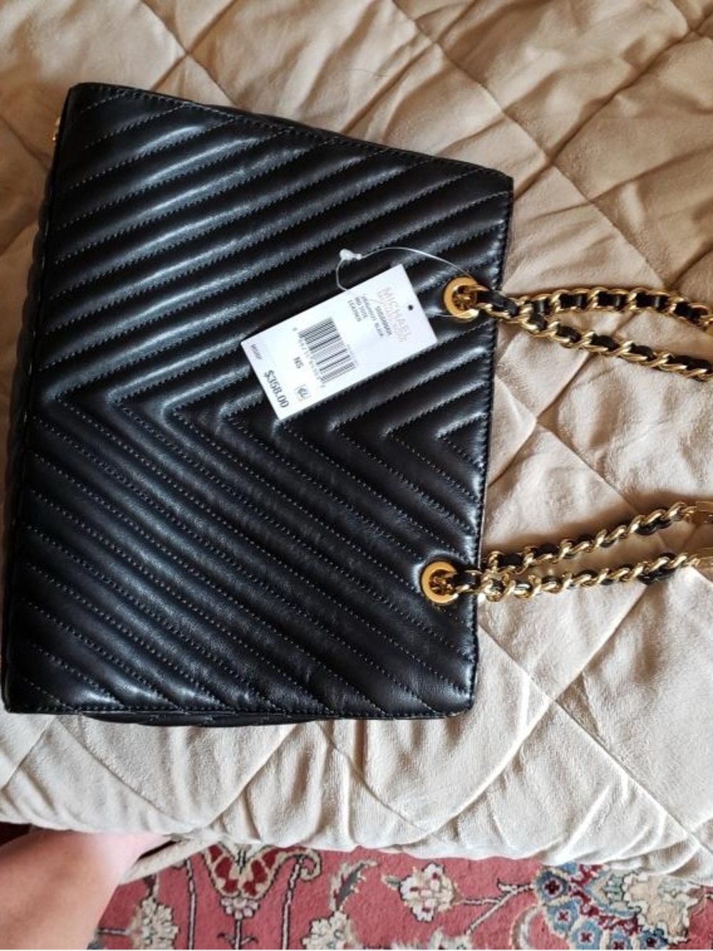 Michael Kors Black Quilted Chain Shoulder Bag - 2-Strap Elegant Tote